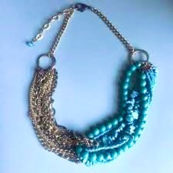 Express Turquoise and Gold Layered Necklace - Picture 1 of 9